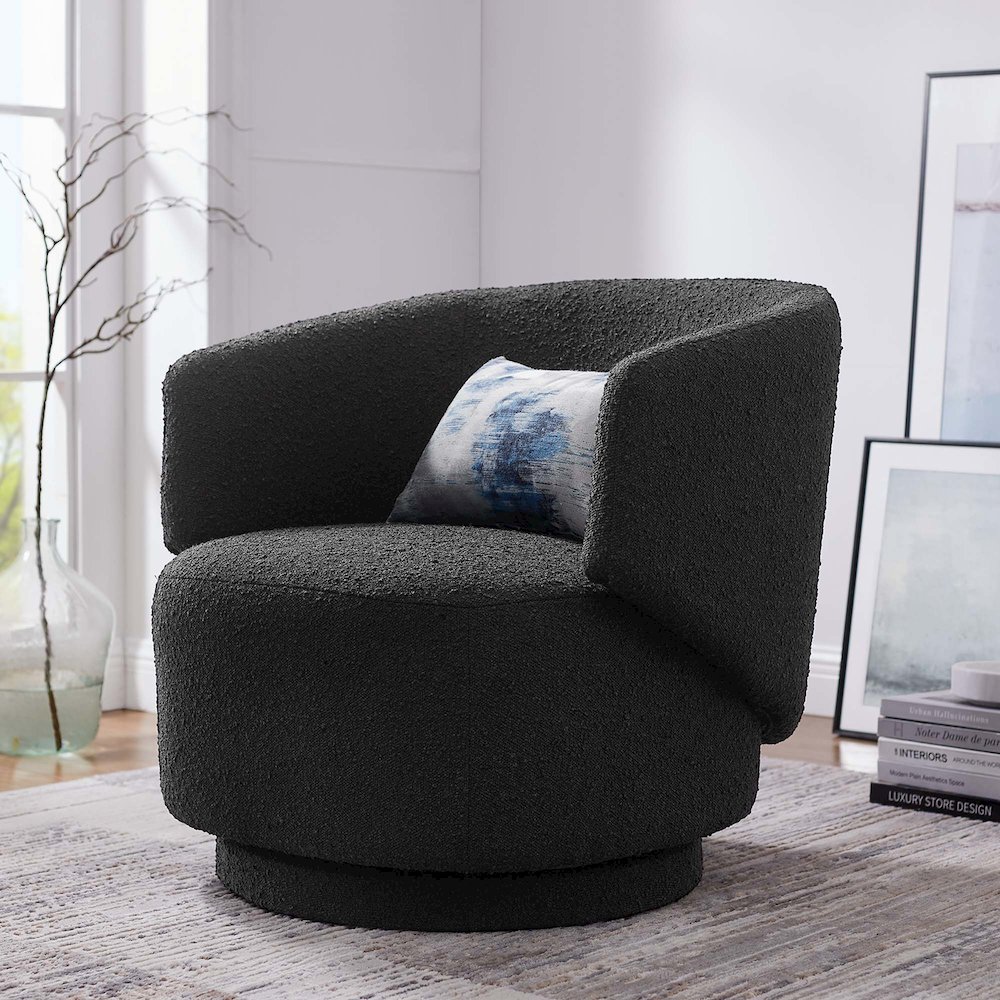 Celestia Boucle Fabric Swivel Chair. Picture 8