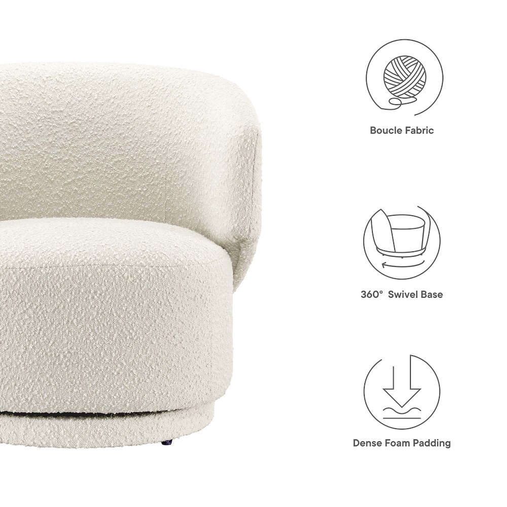 Celestia Boucle Fabric Swivel Chair. Picture 2