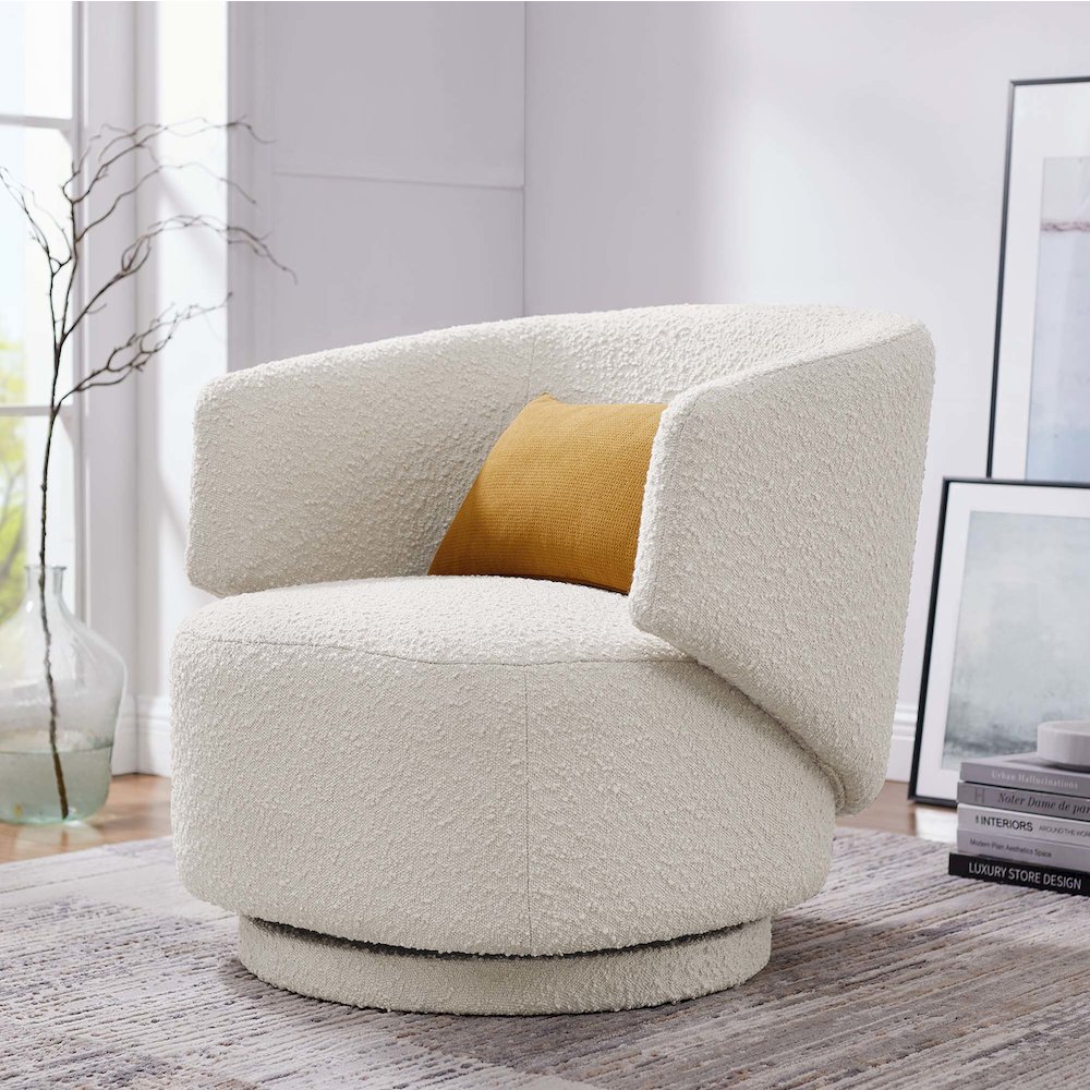 Celestia Boucle Fabric Swivel Chair. Picture 8