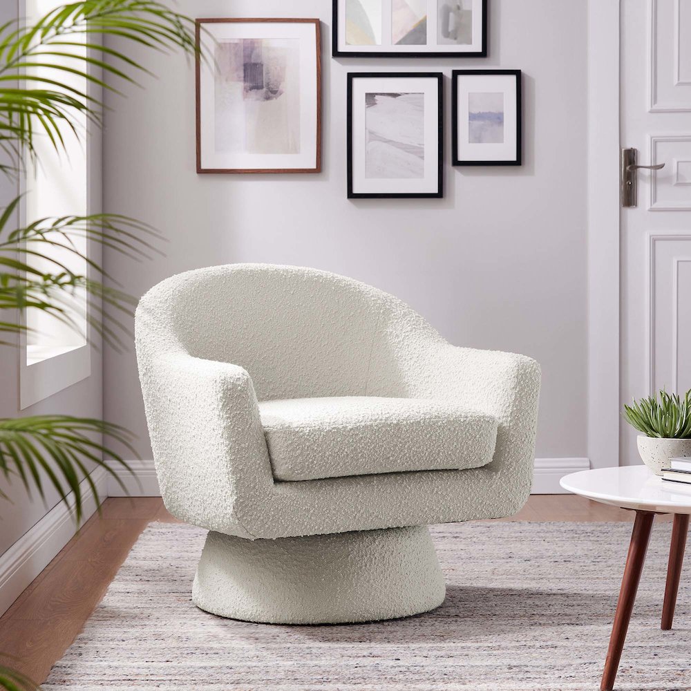 Astral Boucle Fabric Swivel Chair. Picture 8