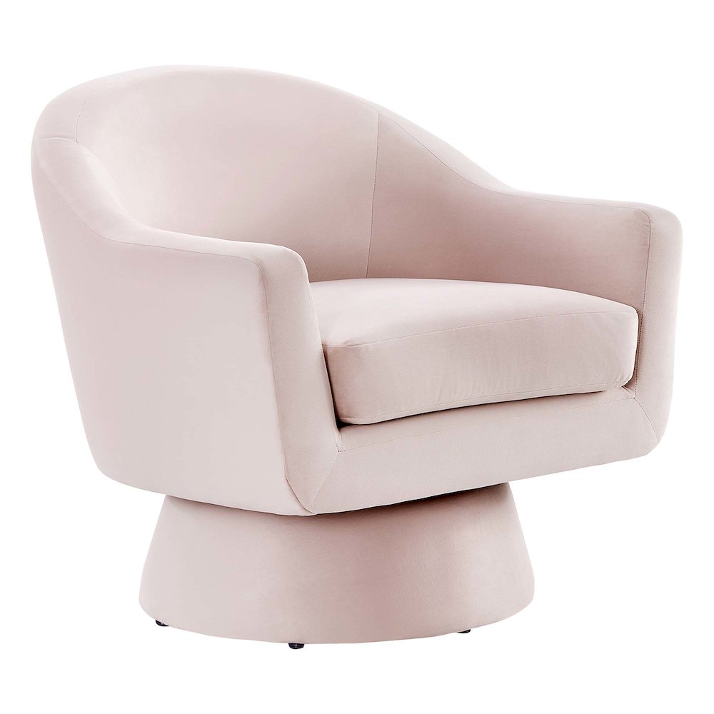 Astral Performance Velvet Fabric and Wood Swivel Chair. Picture 1