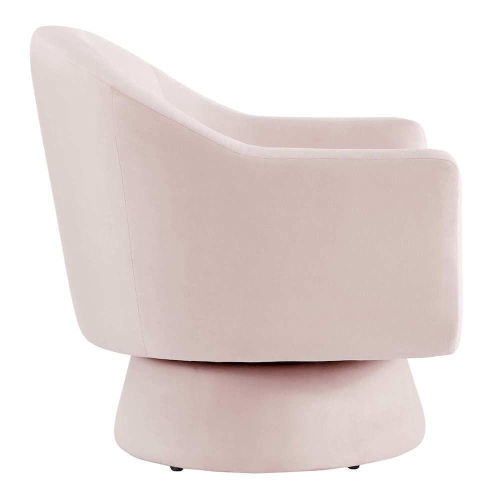 Astral Performance Velvet Fabric and Wood Swivel Chair. Picture 4