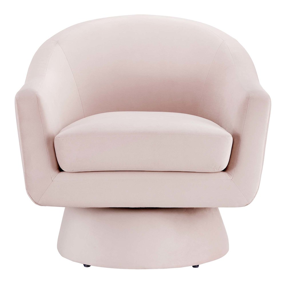 Astral Performance Velvet Fabric and Wood Swivel Chair. Picture 6