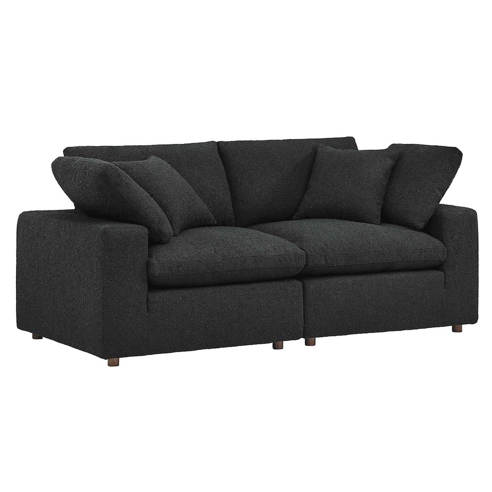 Commix Down Filled Overstuffed Boucle Fabric Loveseat. Picture 1