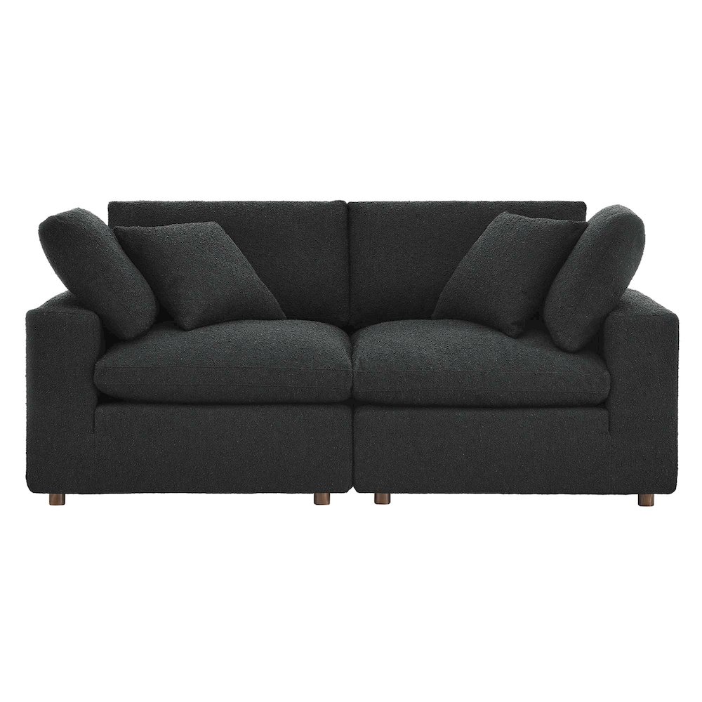 Commix Down Filled Overstuffed Boucle Fabric Loveseat. Picture 3