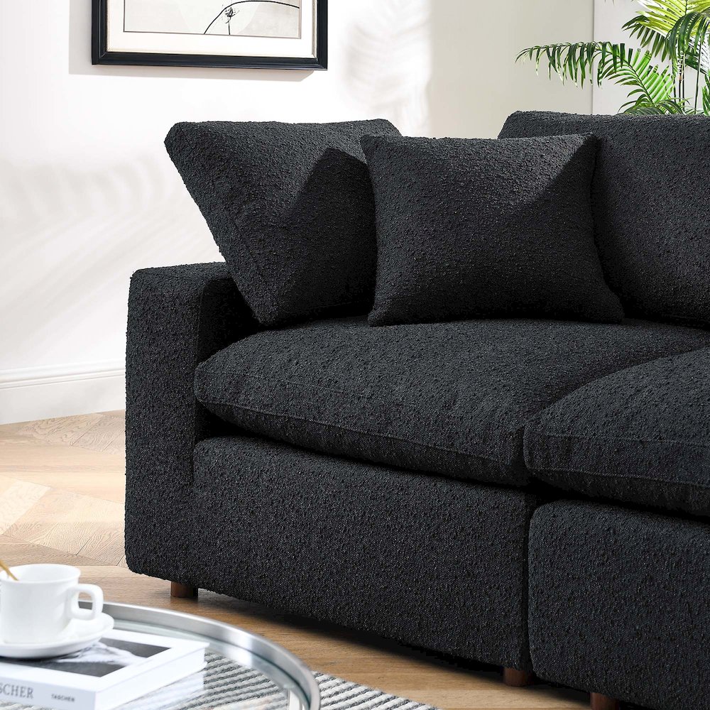 Commix Down Filled Overstuffed Boucle Fabric Loveseat. Picture 5