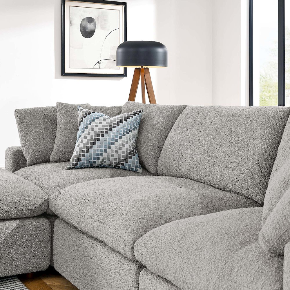 Commix 4-Piece Down Filled Overstuffed Boucle Fabric Sectional Sofa. Picture 5