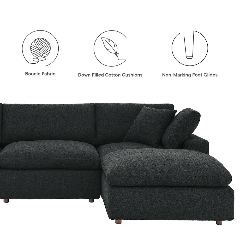 Commix 5-Piece Down Filled Overstuffed Boucle Fabric Sectional Sofa. Picture 2