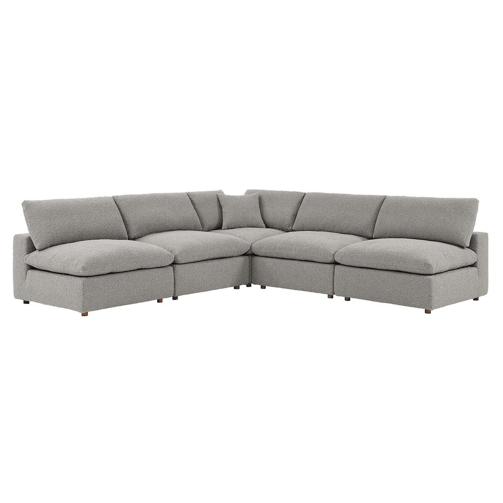 Commix 5-Piece Down Filled Overstuffed Boucle Fabric Sectional Sofa. Picture 1