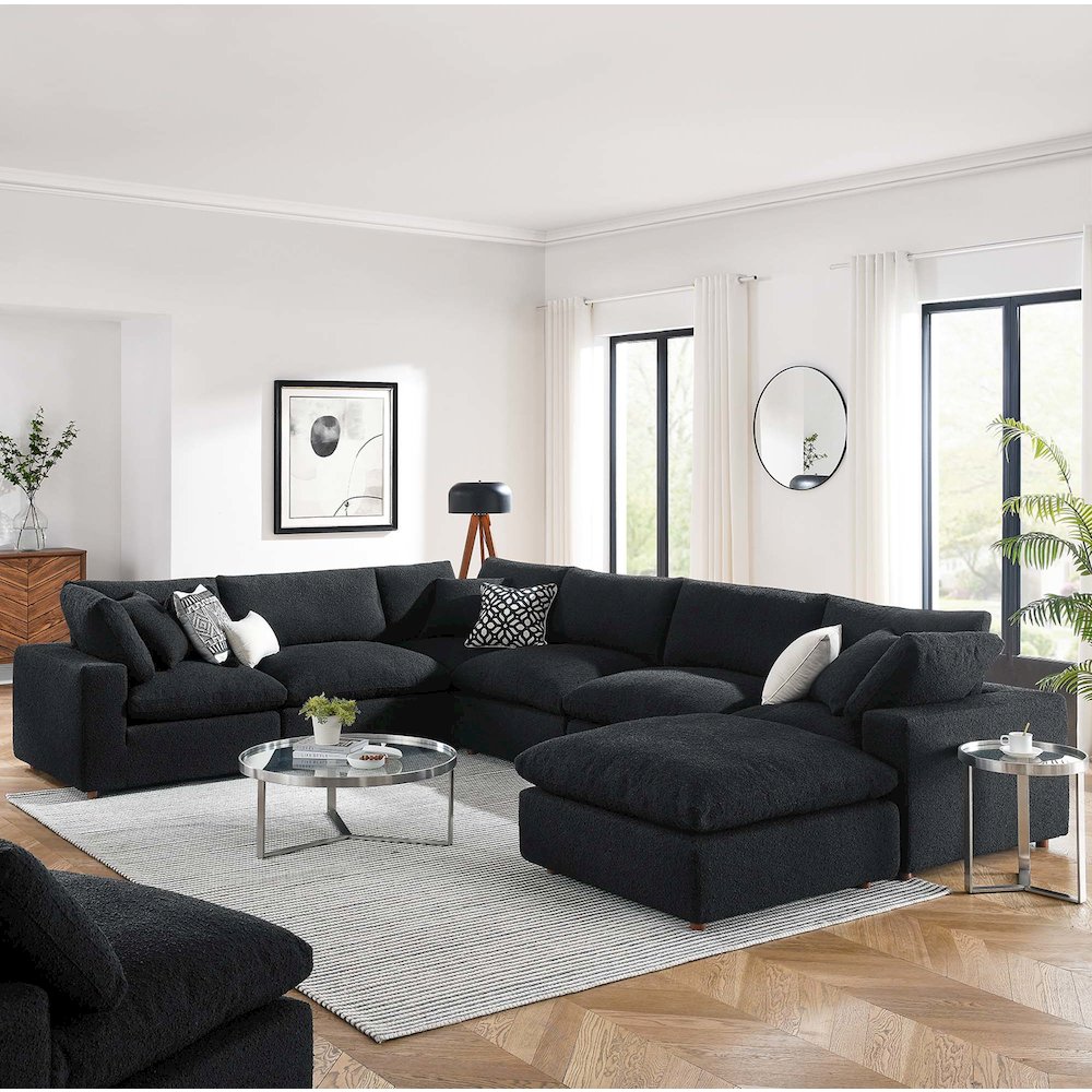 Commix 7-Piece Down Filled Overstuffed Boucle Sectional Sofa. Picture 4