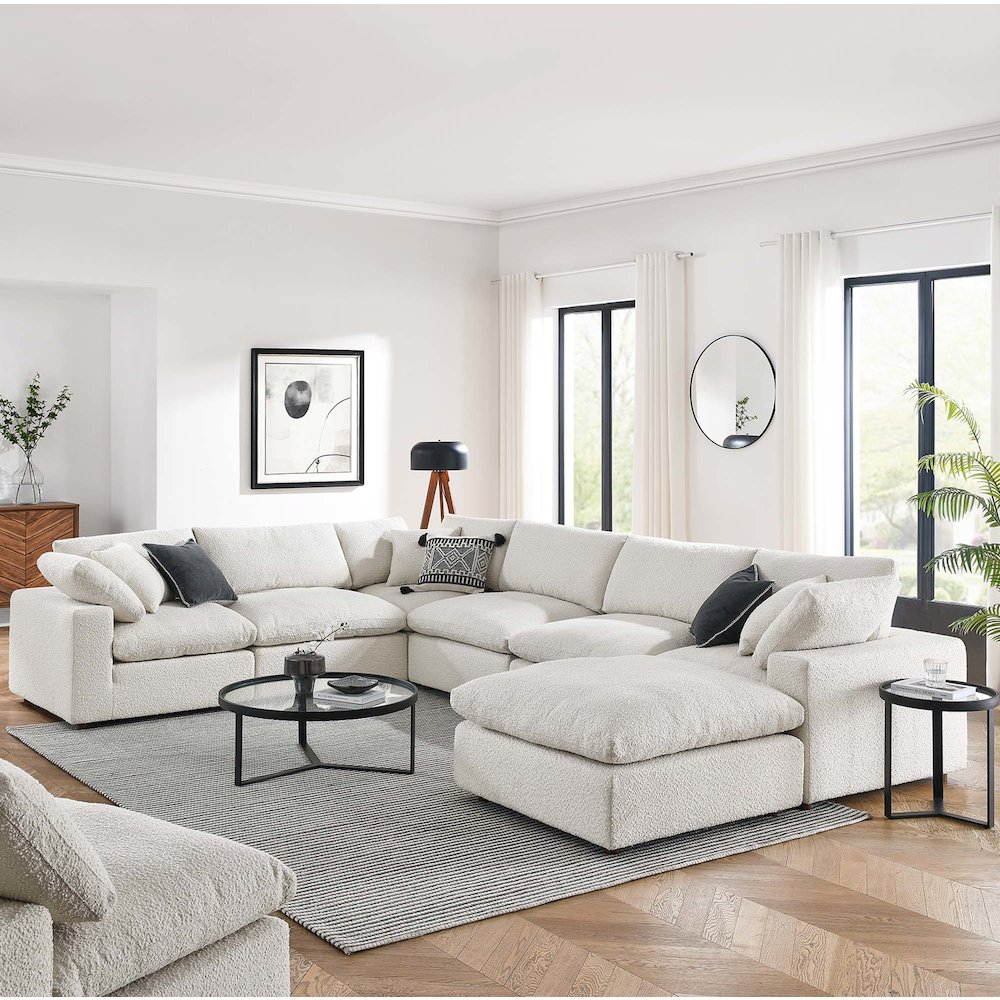 Commix 7-Piece Down Filled Overstuffed Boucle Sectional Sofa. Picture 4