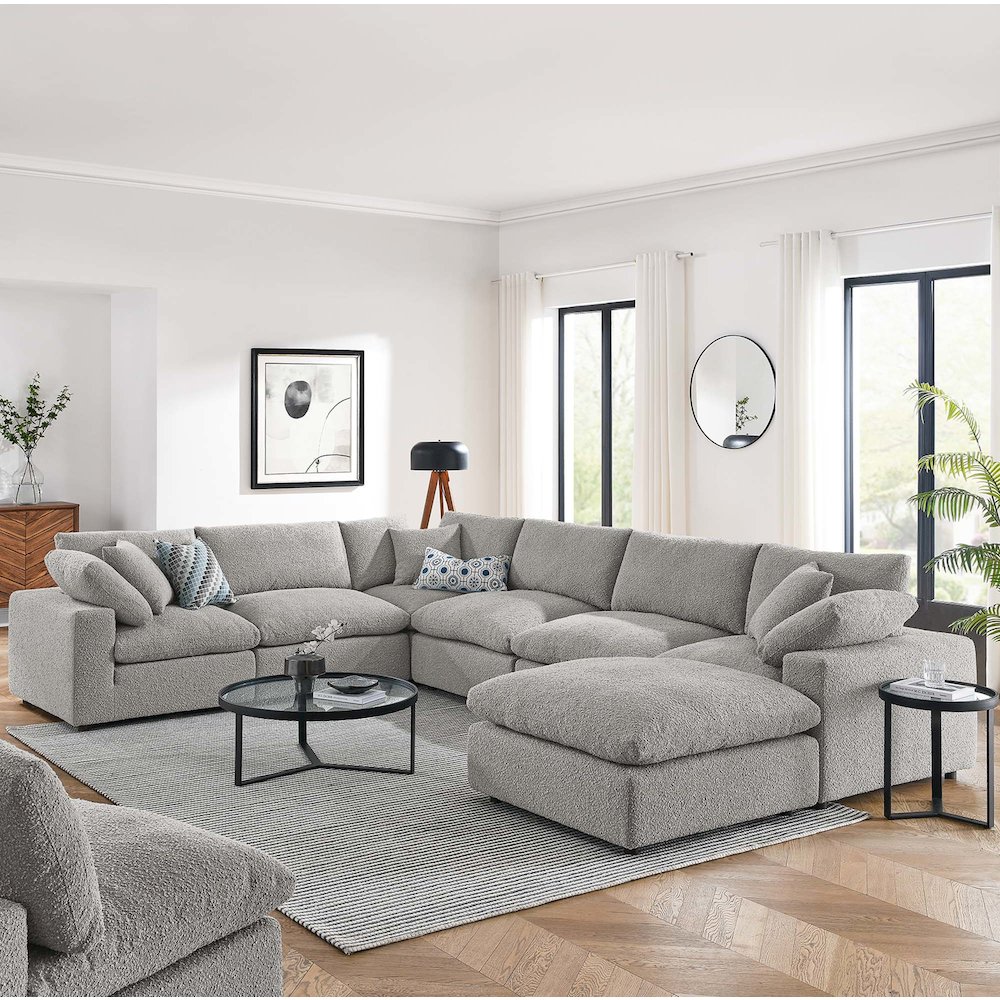 Commix 7-Piece Down Filled Overstuffed Boucle Sectional Sofa. Picture 4