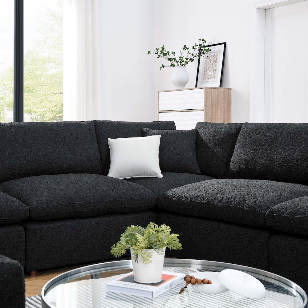 Commix 8-Piece Down Filled Overstuffed Boucle Fabric Sectional Sofa. Picture 5