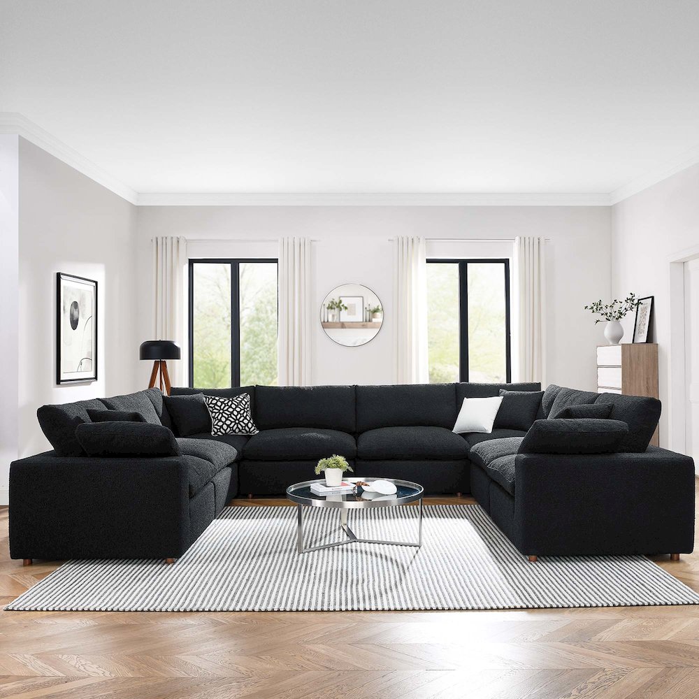 Commix 8-Piece Down Filled Overstuffed Boucle Fabric Sectional Sofa. Picture 4