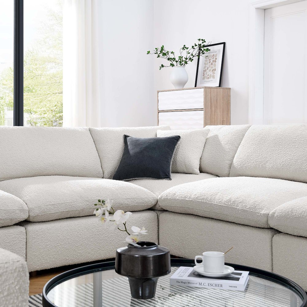 Commix 8-Piece Down Filled Overstuffed Boucle Fabric Sectional Sofa. Picture 5