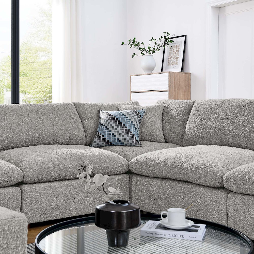 Commix 8-Piece Down Filled Overstuffed Boucle Fabric Sectional Sofa. Picture 5