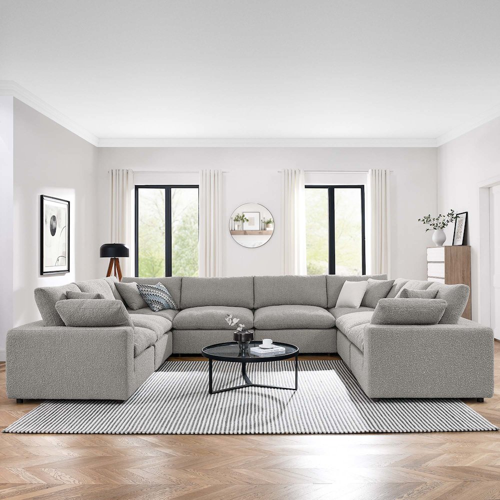 Commix 8-Piece Down Filled Overstuffed Boucle Fabric Sectional Sofa. Picture 4