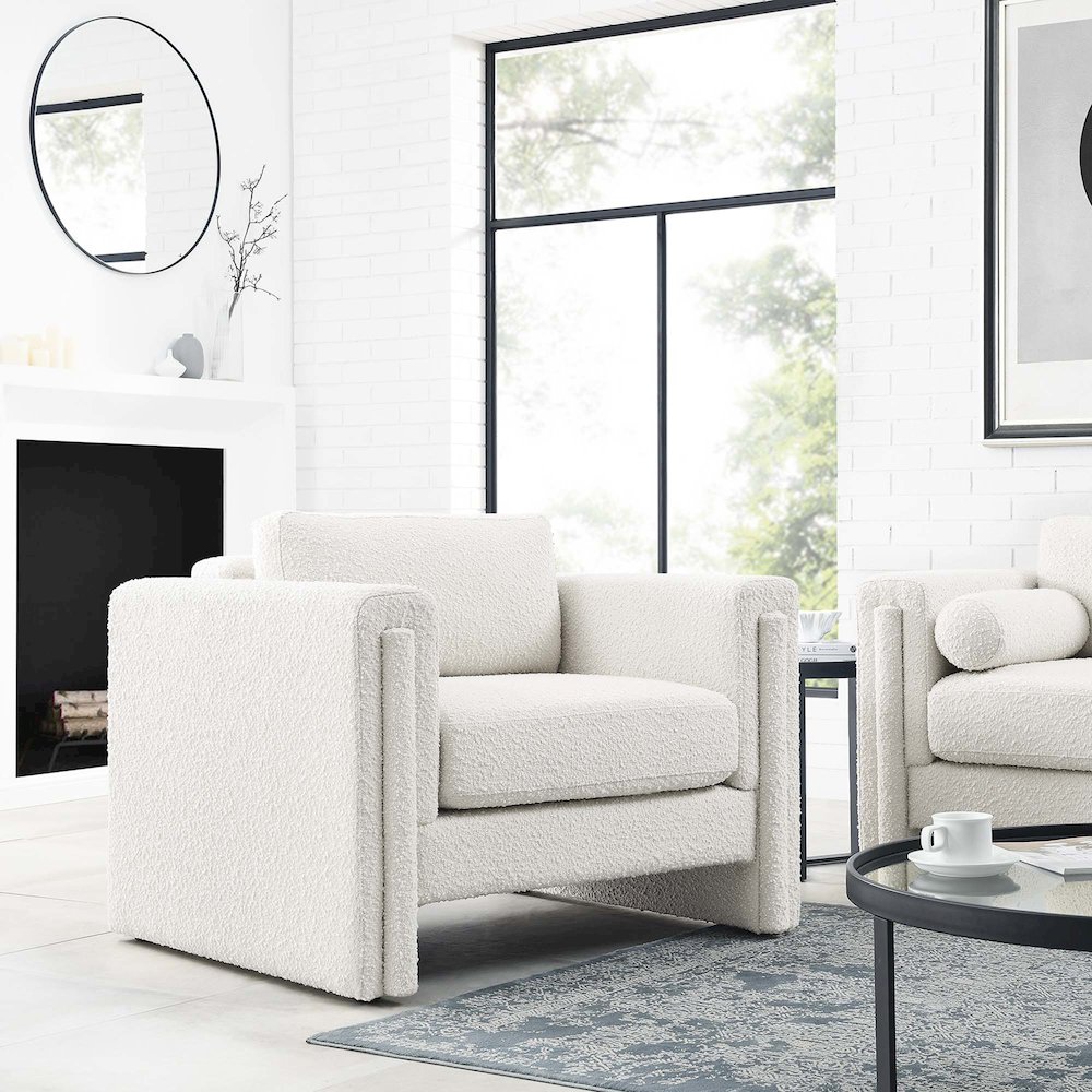 Visible Boucle Fabric Armchair. Picture 8