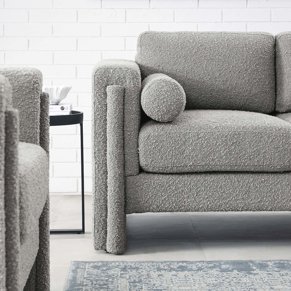 Visible Boucle Fabric Loveseat. Picture 9