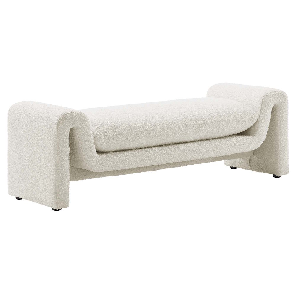 Waverly Boucle Fabric Bench. Picture 1