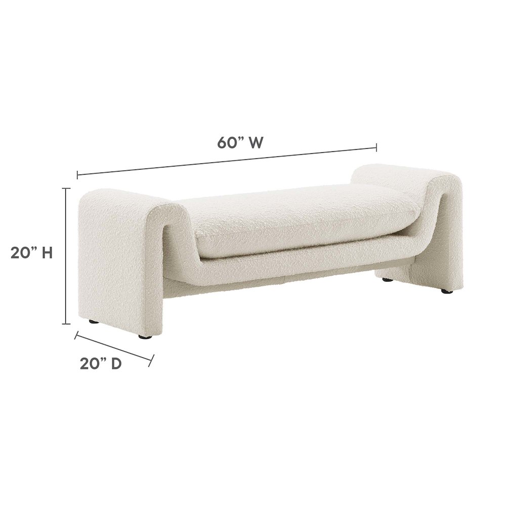 Waverly Boucle Fabric Bench. Picture 3