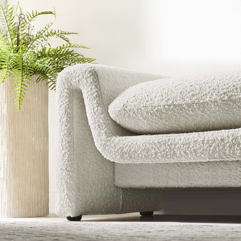 Waverly Boucle Fabric Bench. Picture 8