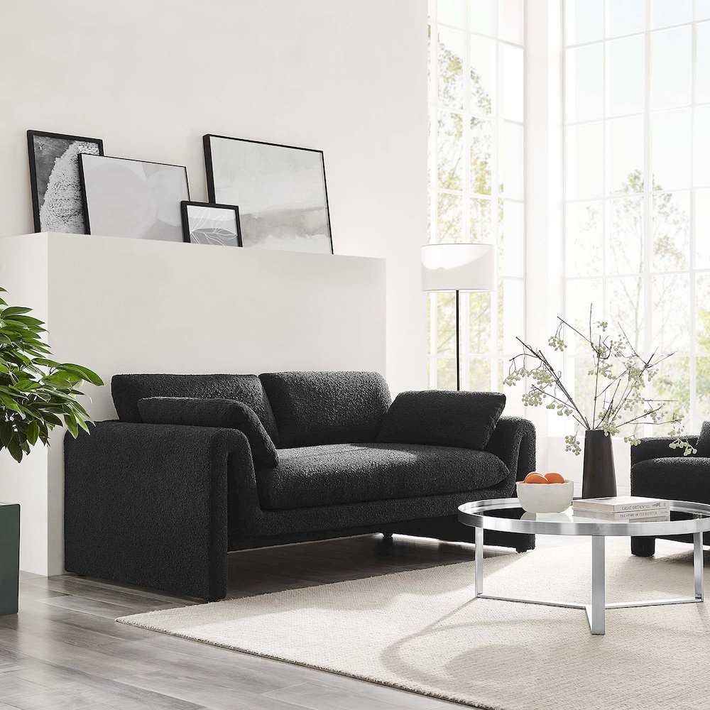 Waverly Boucle Fabric Sofa. Picture 8