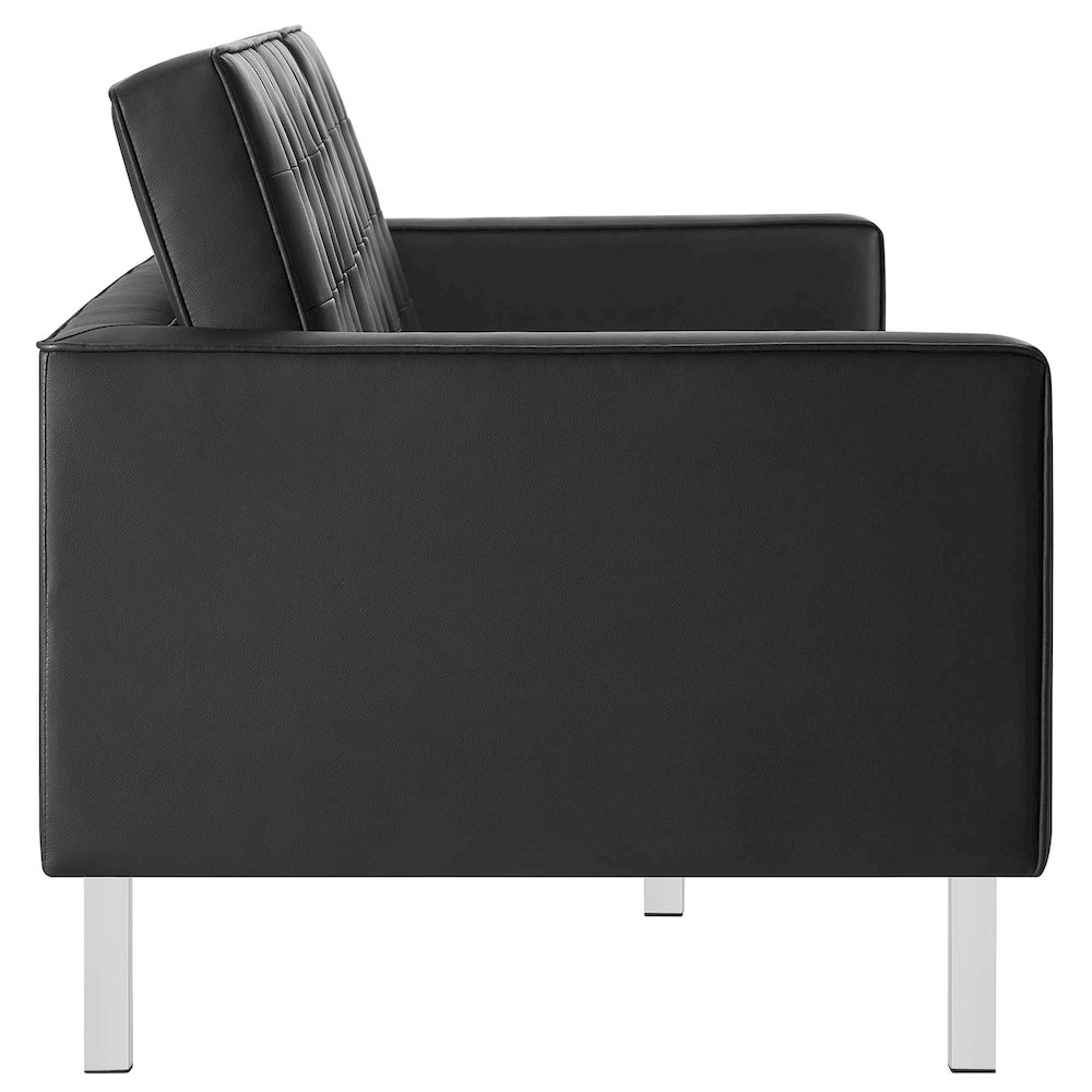 Loft Tufted Vegan Leather Sofa and Ottoman Set. Picture 5