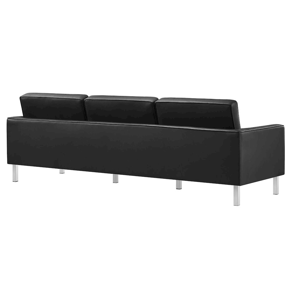 Loft Tufted Vegan Leather Sofa and Ottoman Set. Picture 6