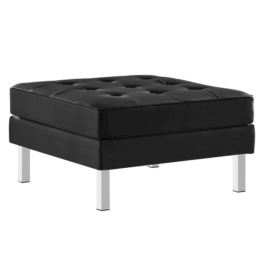 Loft Tufted Vegan Leather Sofa and Ottoman Set. Picture 7