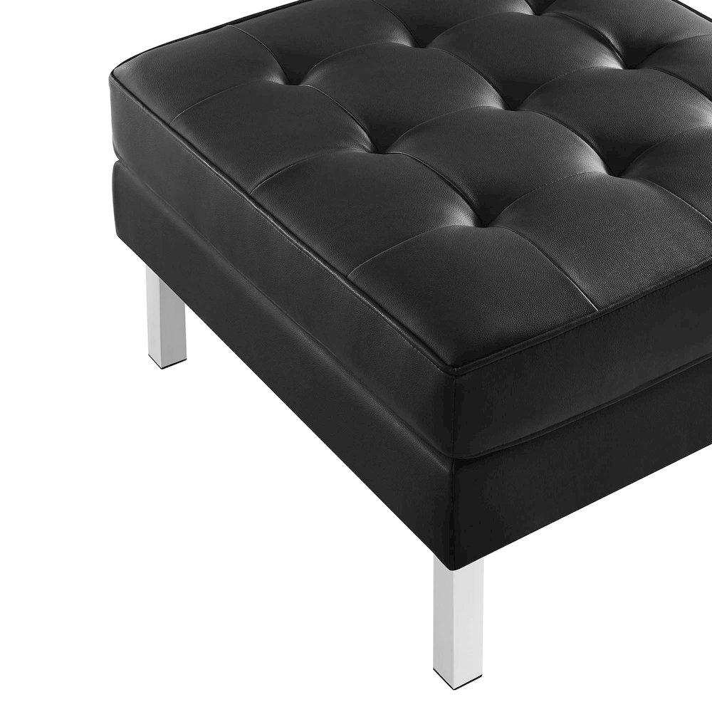 Loft Tufted Vegan Leather Sofa and Ottoman Set. Picture 9