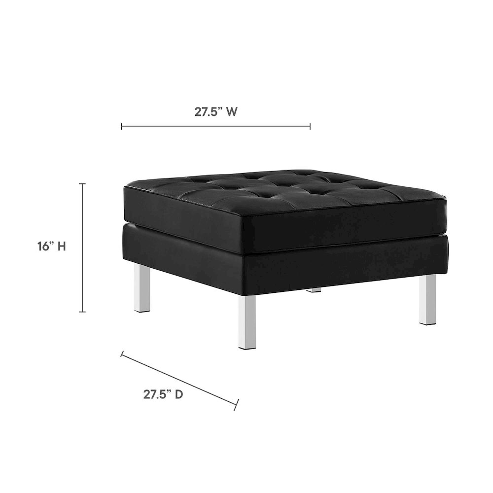Loft Tufted Vegan Leather Sofa and Ottoman Set. Picture 4