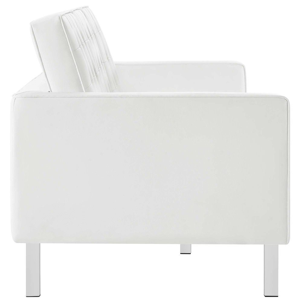 Loft Tufted Vegan Leather Sofa and Ottoman Set. Picture 5