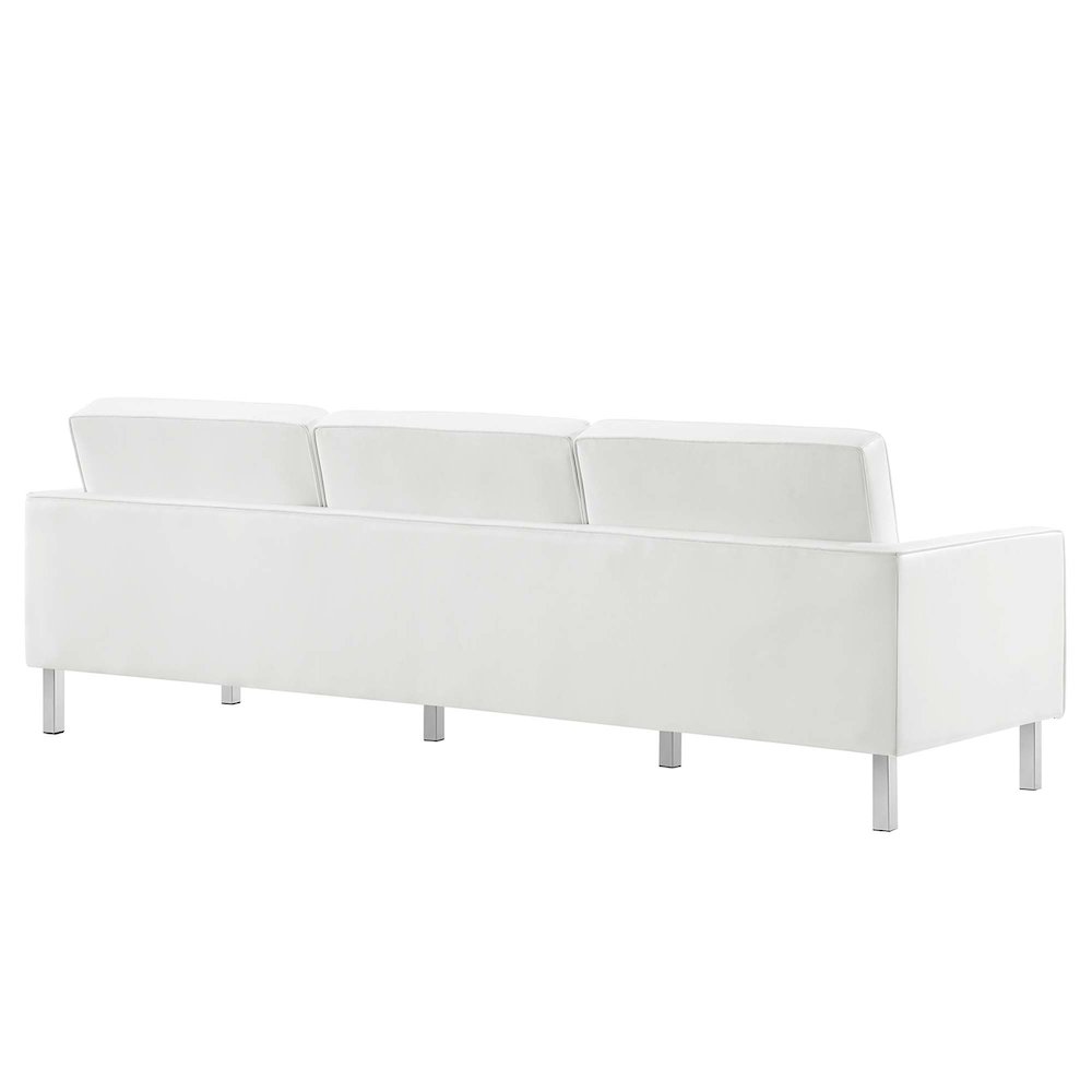 Loft Tufted Vegan Leather Sofa and Ottoman Set. Picture 6