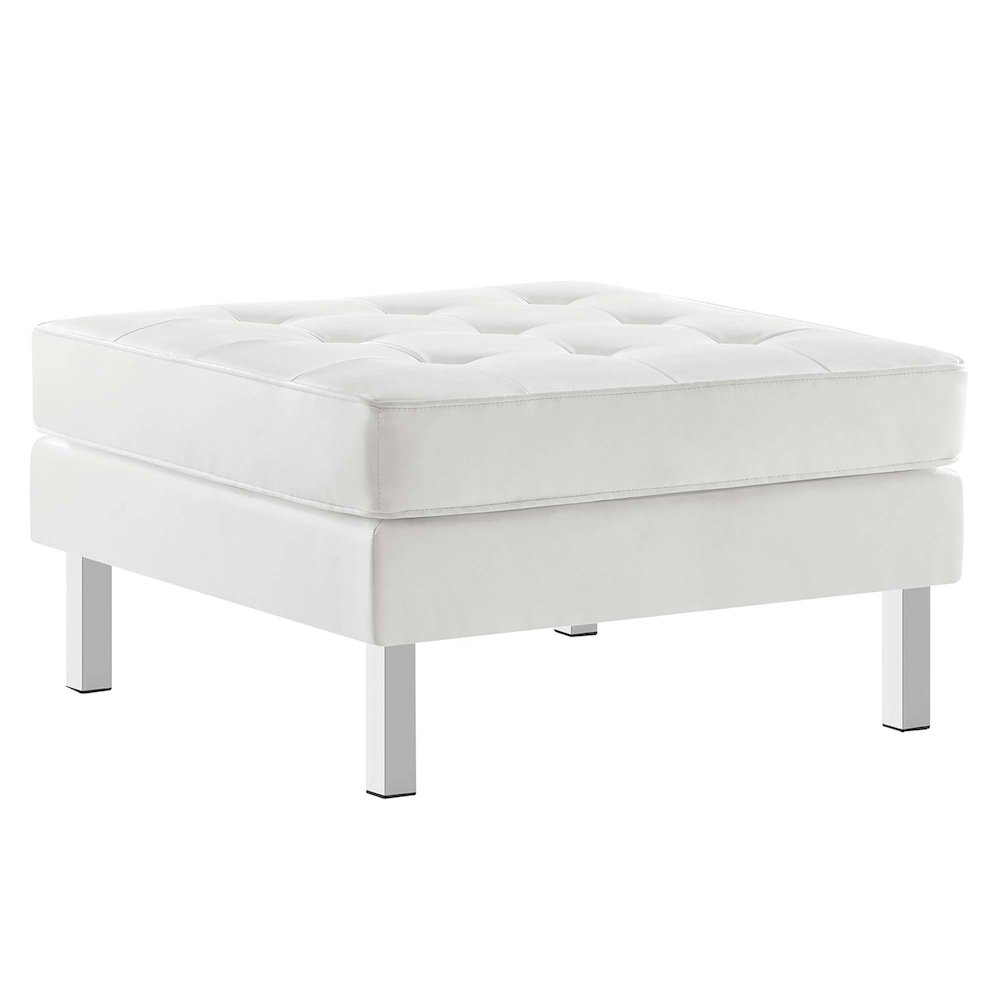 Loft Tufted Vegan Leather Sofa and Ottoman Set. Picture 7