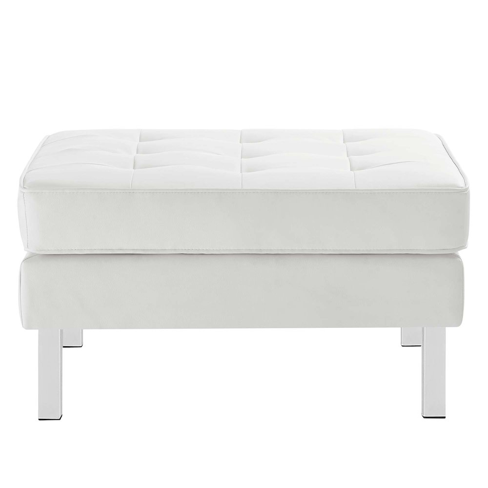 Loft Tufted Vegan Leather Sofa and Ottoman Set. Picture 8