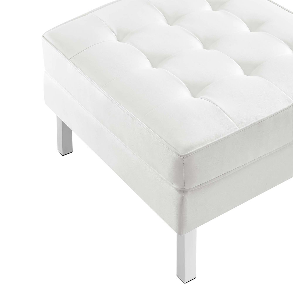 Loft Tufted Vegan Leather Sofa and Ottoman Set. Picture 9
