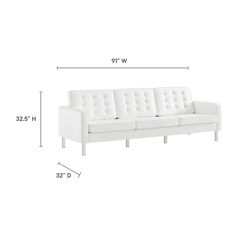 Loft Tufted Vegan Leather Sofa and Ottoman Set. Picture 3