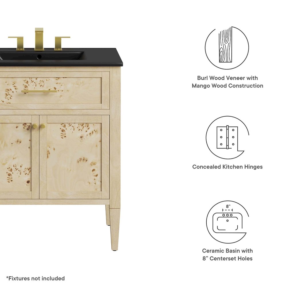 Elysian 30" Wood Bathroom Vanity. Picture 2