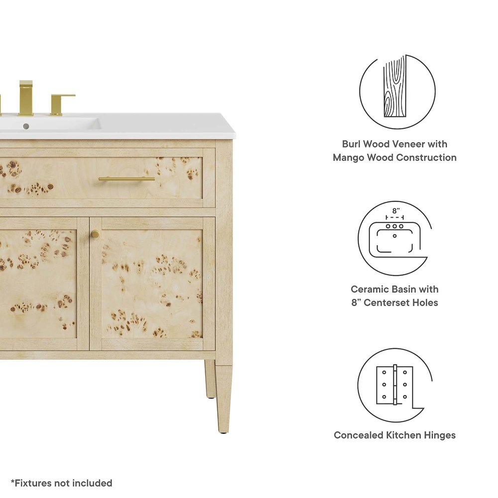 Elysian 48" Wood Single Sink Bathroom Vanity. Picture 2