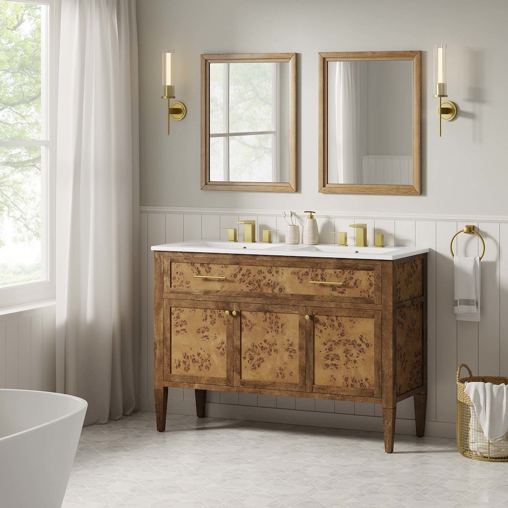 Elysian 48" Wood Double Sink Bathroom Vanity. Picture 11