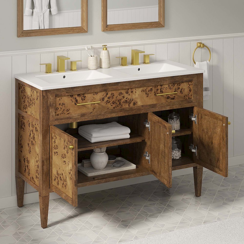 Elysian 48" Wood Double Sink Bathroom Vanity. Picture 12