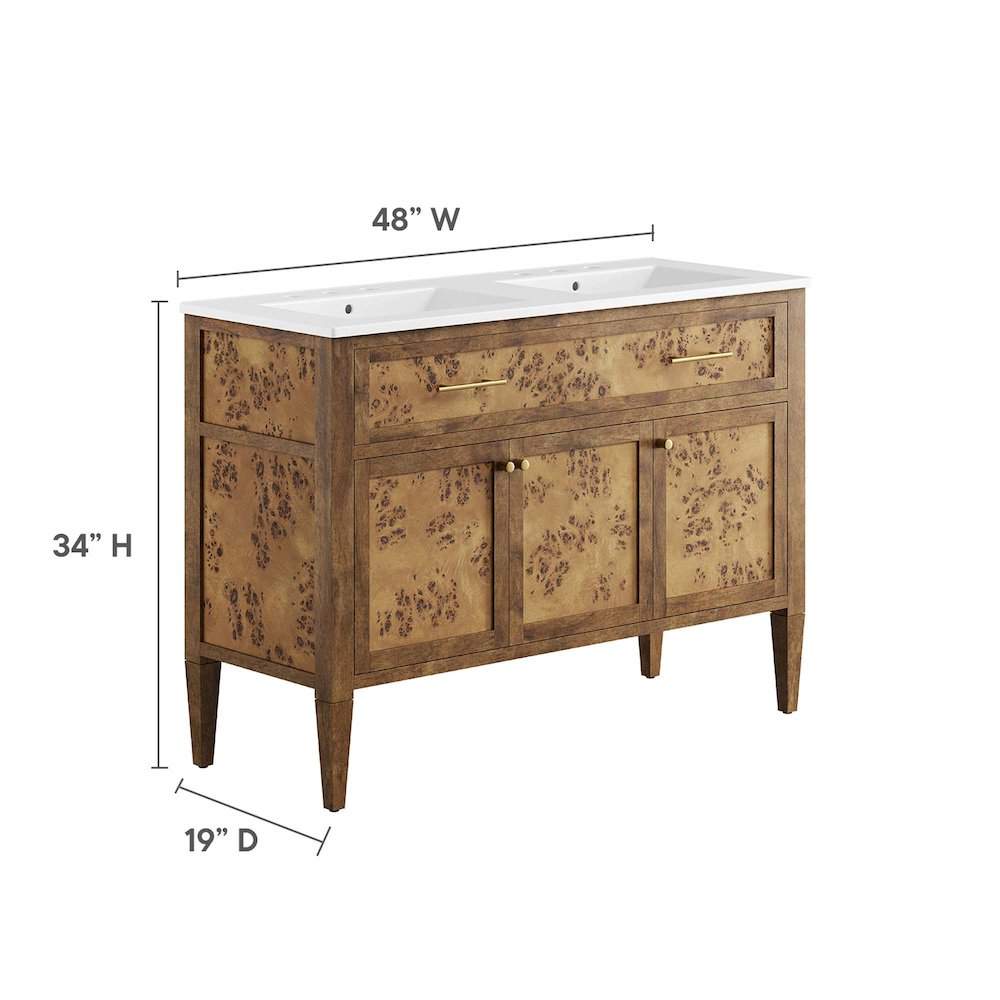 Elysian 48" Wood Double Sink Bathroom Vanity. Picture 4