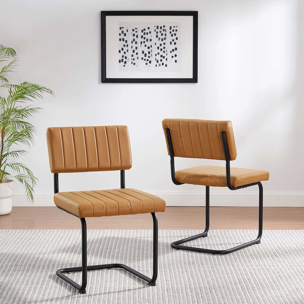 Parity Vegan Leather Dining Side Chairs Set of 2. Picture 9