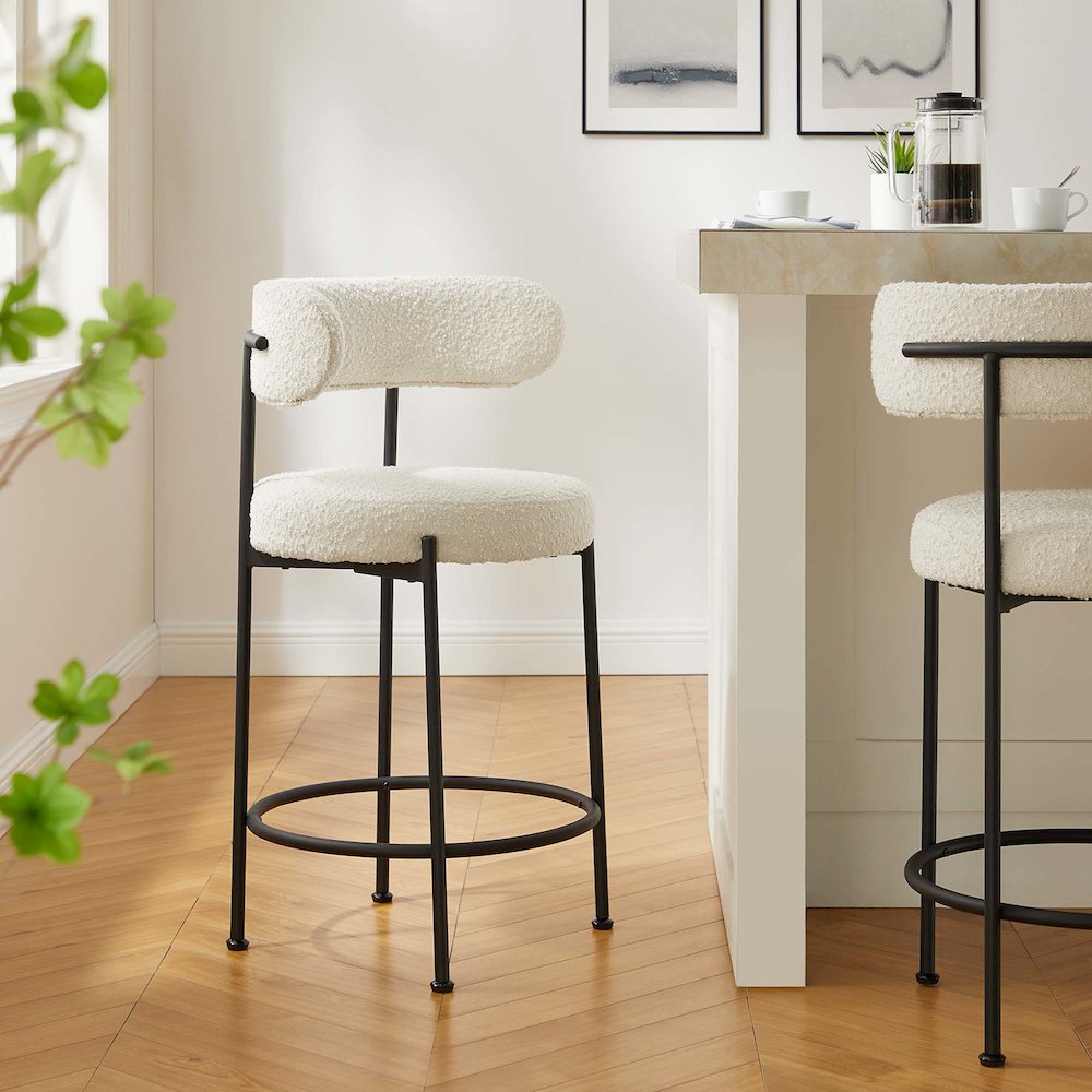 Albie Boucle Fabric Counter Stools Set of 2. Picture 10
