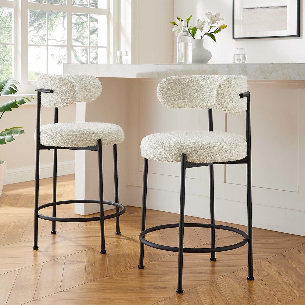 Albie Boucle Fabric Counter Stools Set of 2. Picture 9