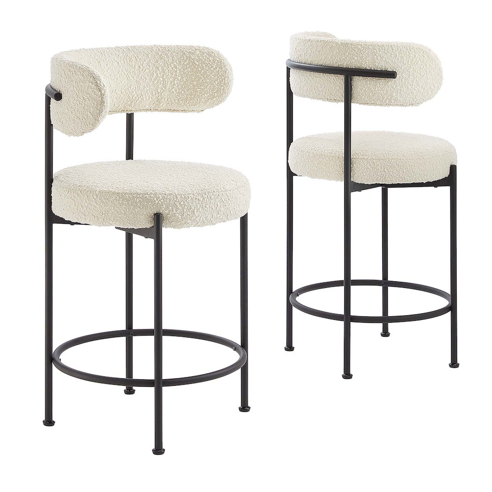 Albie Boucle Fabric Counter Stools Set of 2. Picture 1