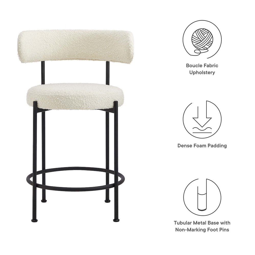 Albie Boucle Fabric Counter Stools Set of 2. Picture 2