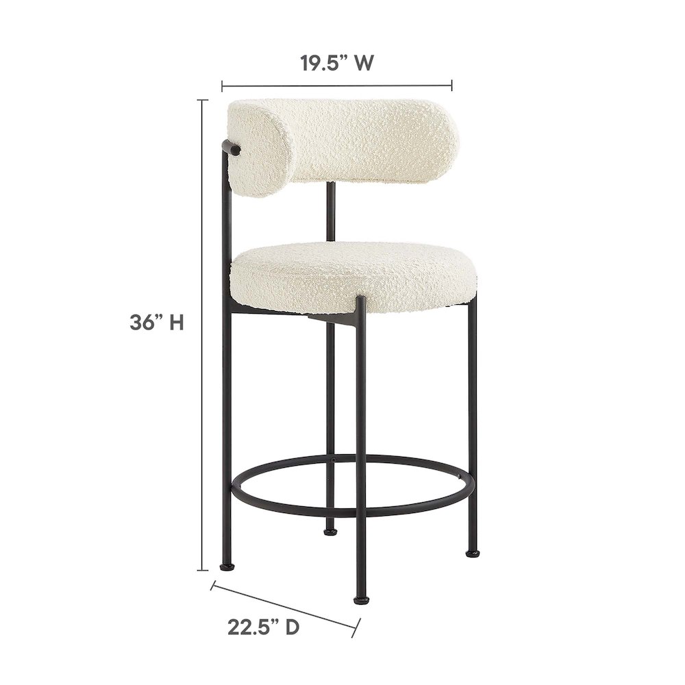Albie Boucle Fabric Counter Stools Set of 2. Picture 3