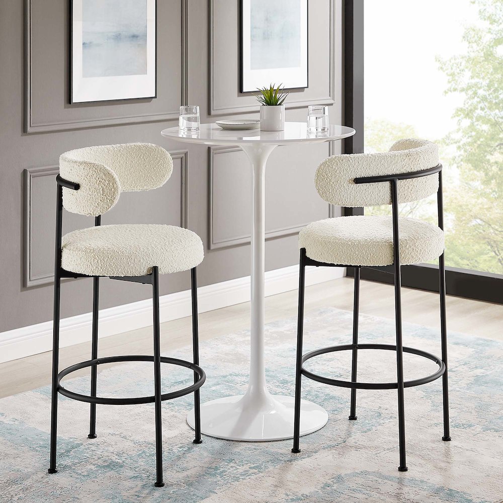 Albie Boucle Fabric Bar Stools Set of 2. Picture 9
